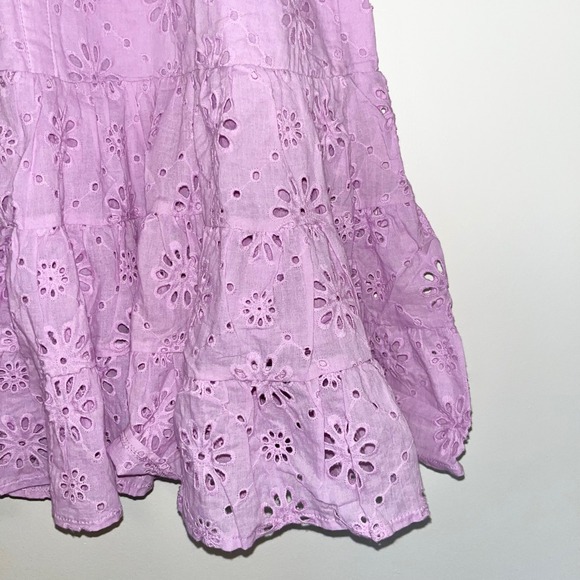MUSTARD SEED NWT Eyelet Cotton Halter Neck Tiered Mini Dress Lavender S - Picture 9 of 12